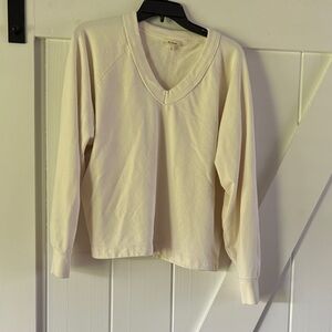 Madewell Cream Long Sleeve V-Neck Top
